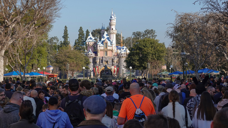 A huge crowd entering Disney