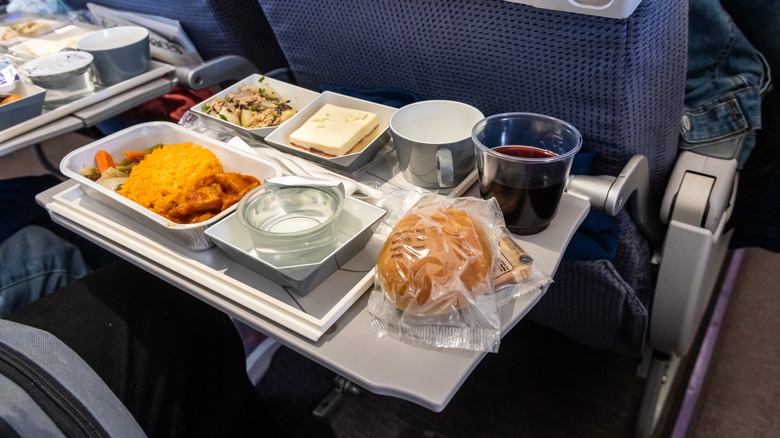 A sample of an in-flight meal