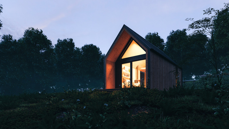 Modern tiny cabin in the woods