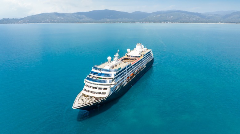 Cruise ship crossing the Caribbean's blue waters