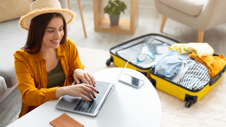 Woman planning vacation