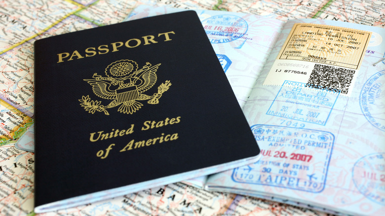 American passports and a map
