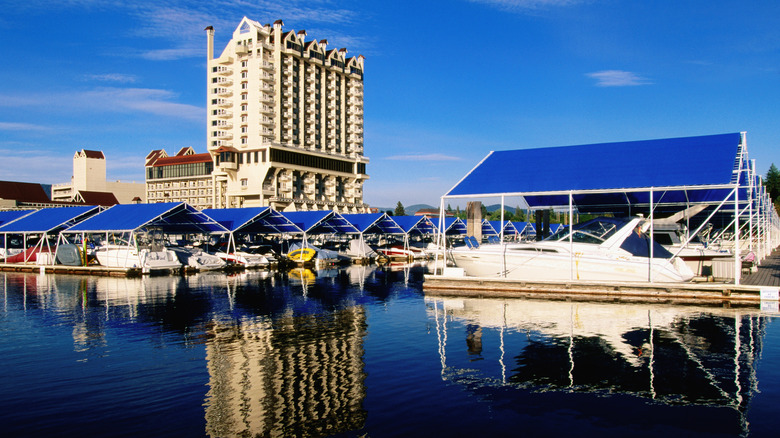 Boats docked at the marina at lake Coeur d'Alene, Idaho