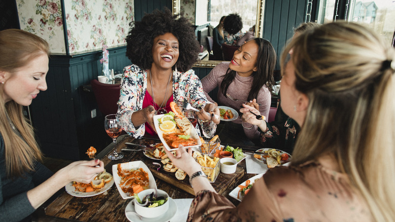 Women eating at a table