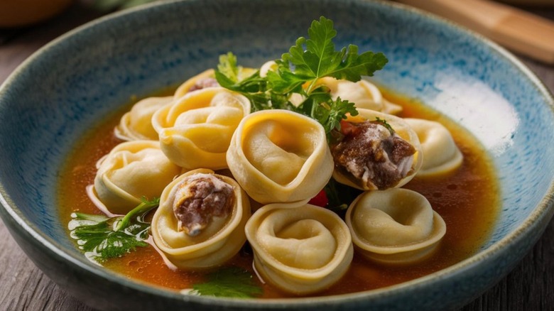 tortellini dish in broth