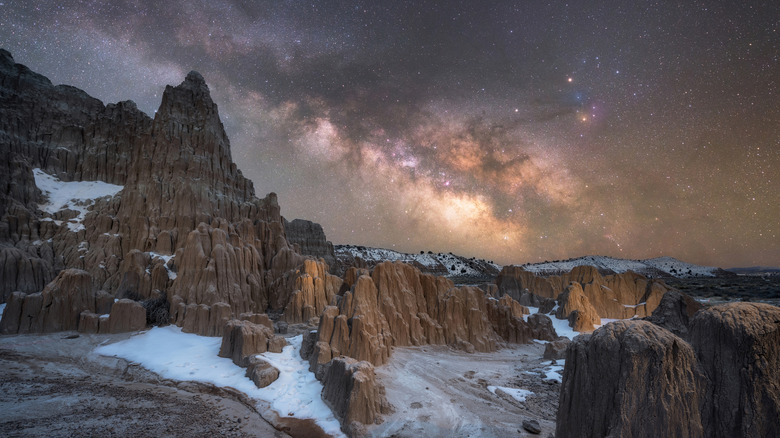 The Milky Way over Cathedral Gorge State Park