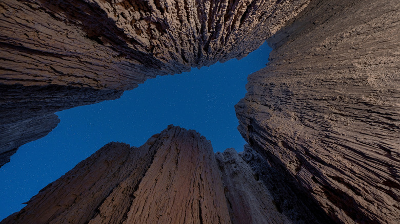 Looking up at the sky from inside the Moon Caves