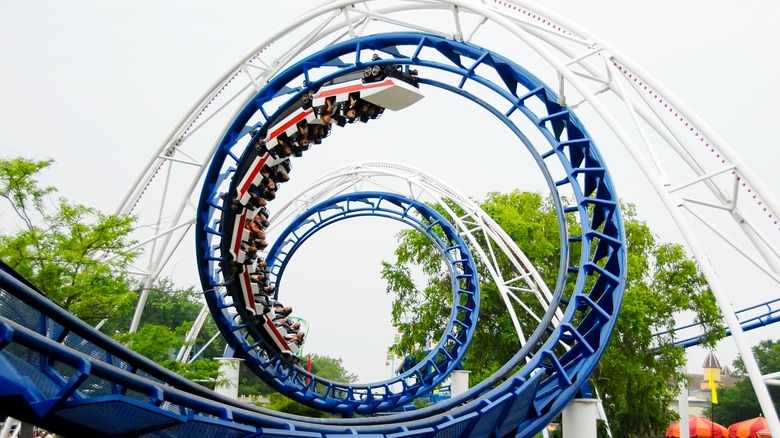 A corkscrew ride at Cedar Point in Sandusky