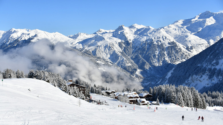 Panoramic view of the snow-covered French Alps