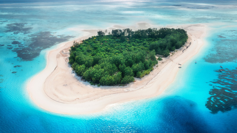 Mnemba Island surrounded by ocean