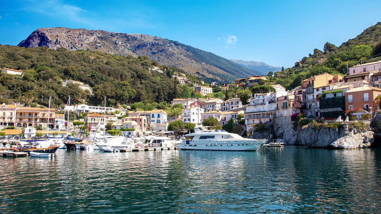 Panoramic view of Maratea, Italy, from the water