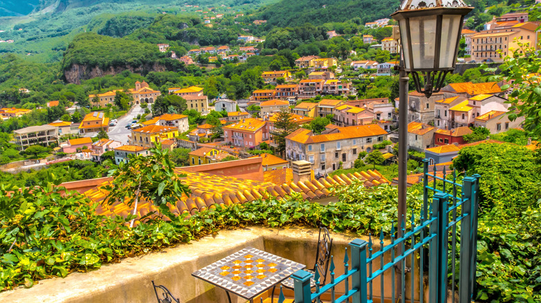 Aerial view of Maratea, Italy, medieval town