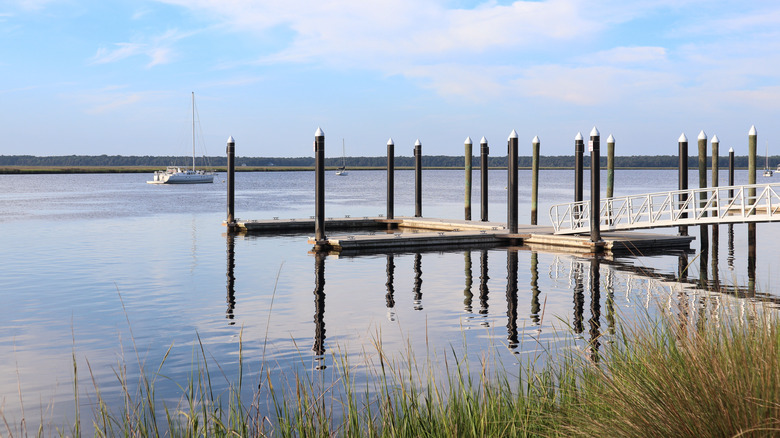 Sailboat and dock in St Marys