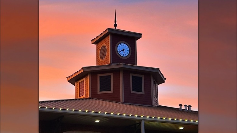 Lilburn, Georgia clock tower and sunset