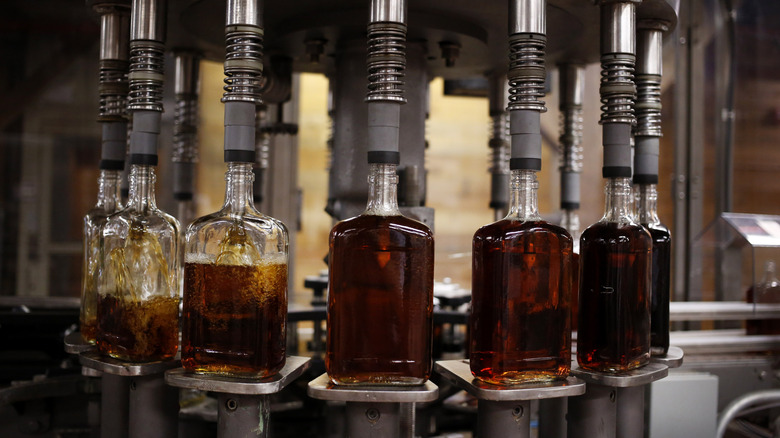 Bottles being filled with Kentucky bourbon