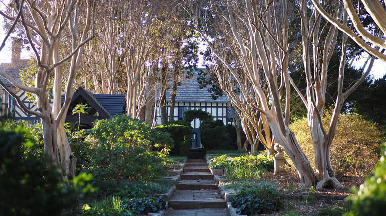 A garden path outside Agecroft Hall