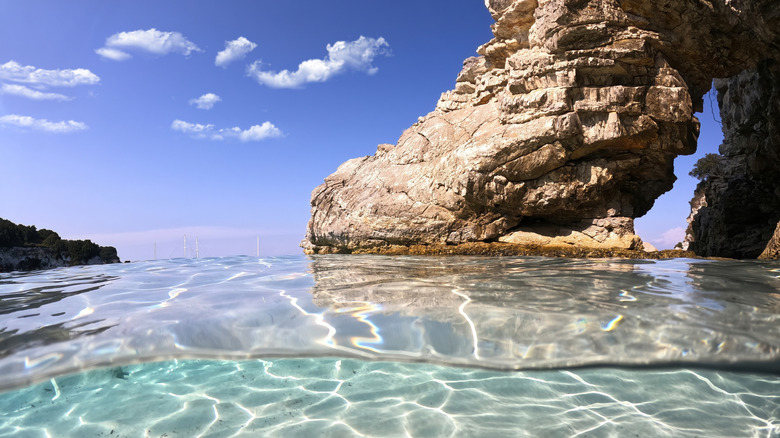 Submerged view of the sea at Voutoumi beach, Antipaxos