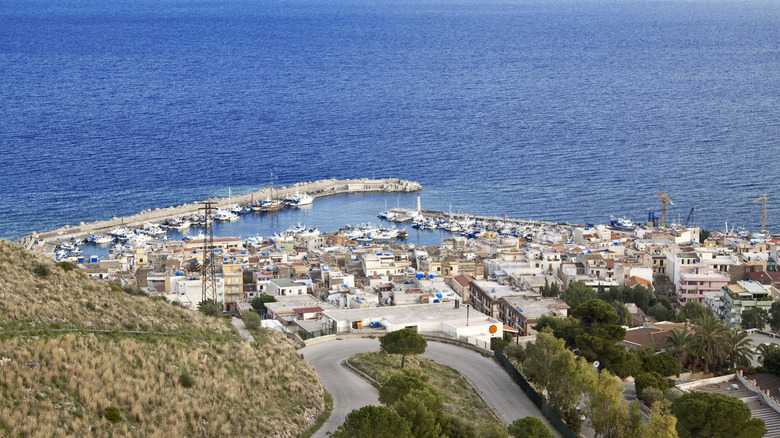 Porticello village Sicily aerial view