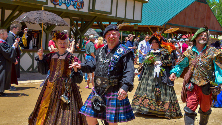 People in medieval attire at the Scarborough Renaissance Festival