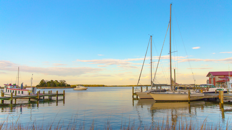 St. Michaels Maryland harbor at sunset