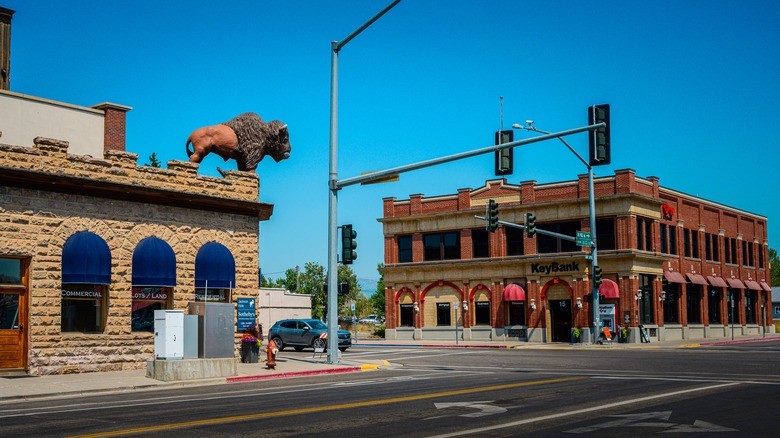 The city of Driggs, Idaho in daylight