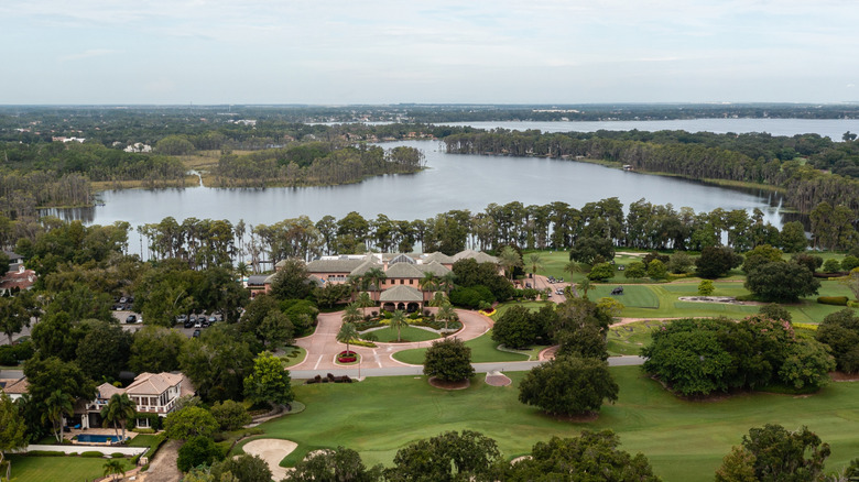 Aerial view of Isleworth Golf & Country Club on Lake Louise