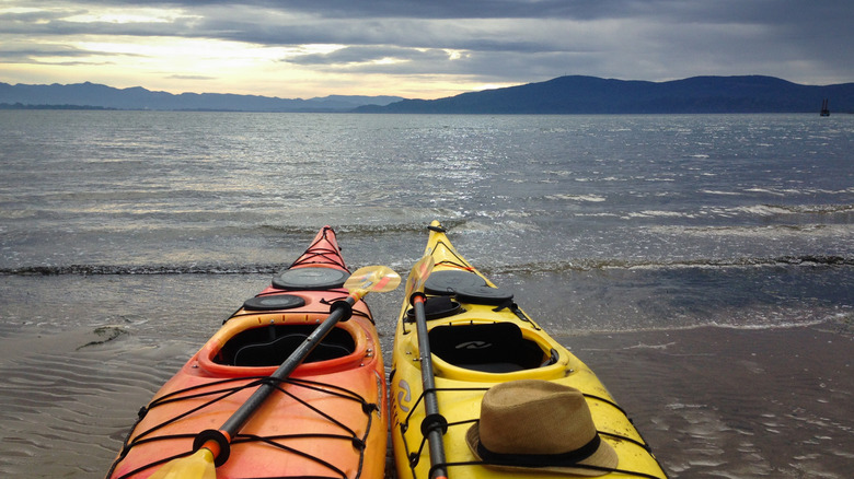 Sea kayaks on Tillamook Bay