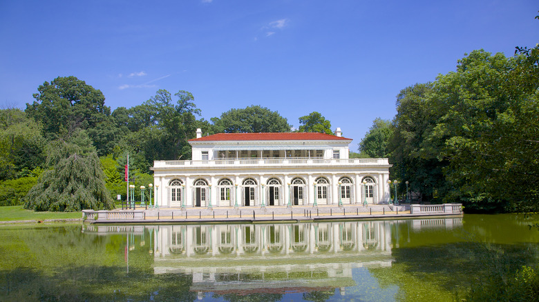 prospect park boathouse in summer