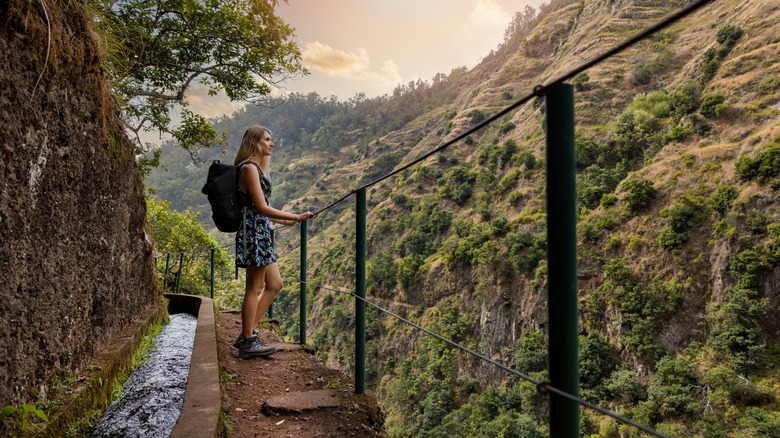 hiker enjoying Madeira levada walk