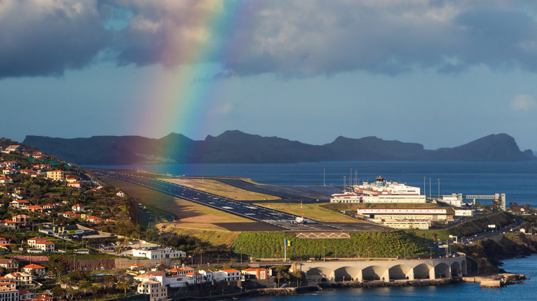 rainbow over Madeira airport