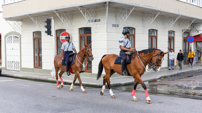 Police on horseback in Trinidad