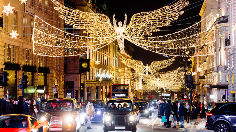 Piccadilly Circus lit up for Christmas