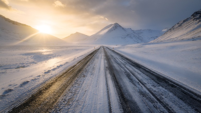 Iceland's Highway 1 in snow