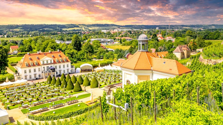 View of Wackerbarth Castle in Radebeul, Germany