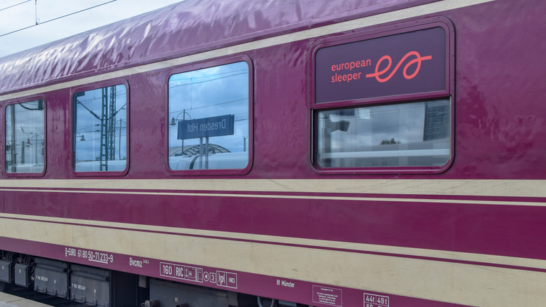 The facade of a European Sleeper train