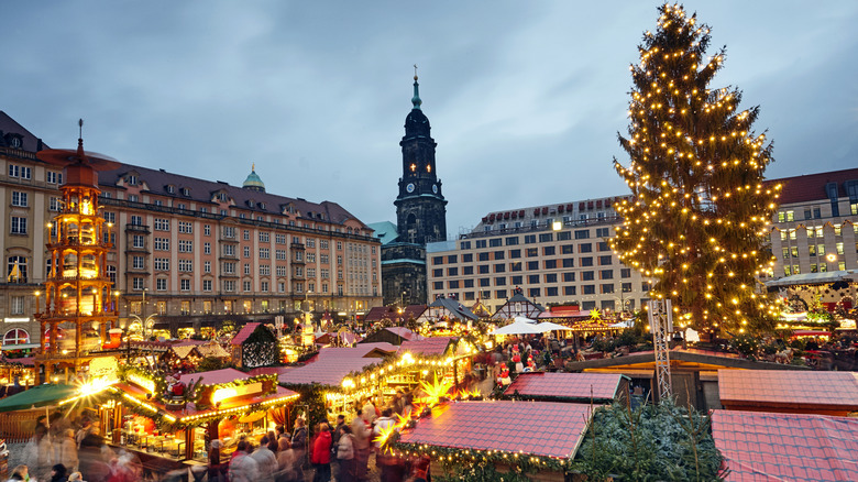 Dresden Christmas market at dusk