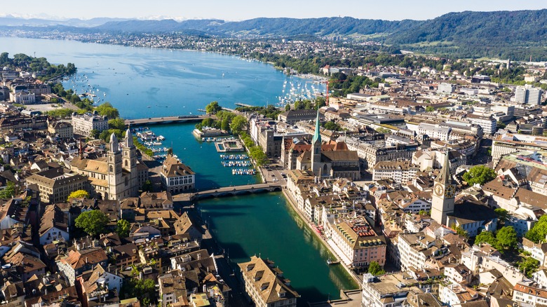 Ariel view of Zurich, Switzerland