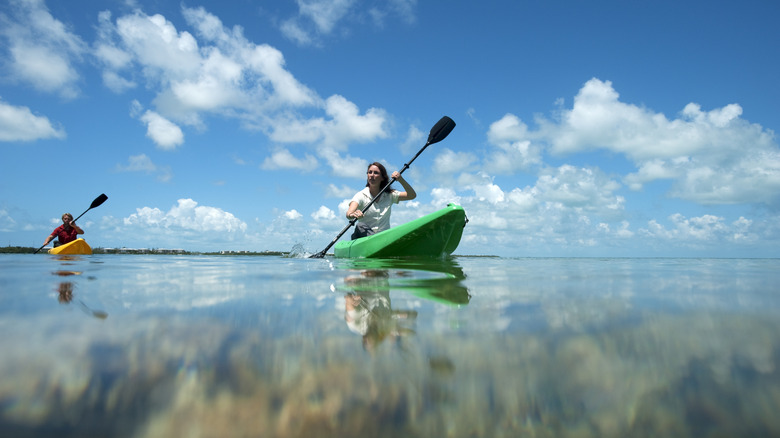 Two people kayaking