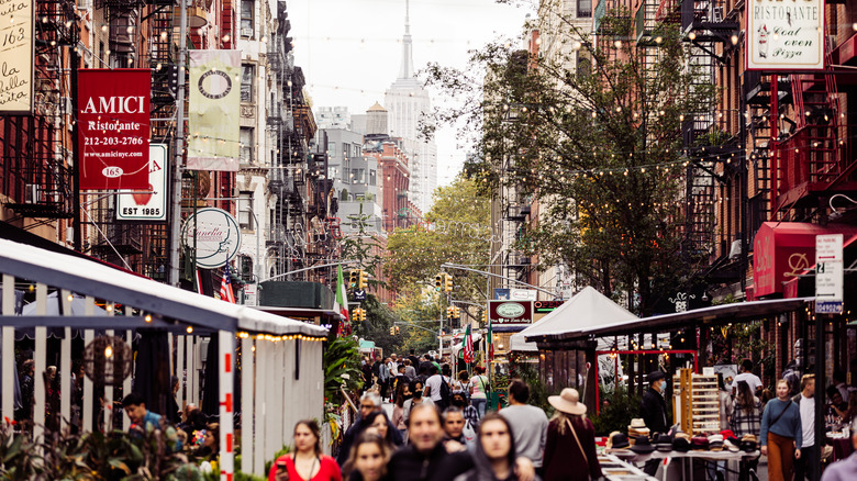 People walking through Little Italy