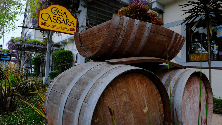 Wine barrels at a tasting room