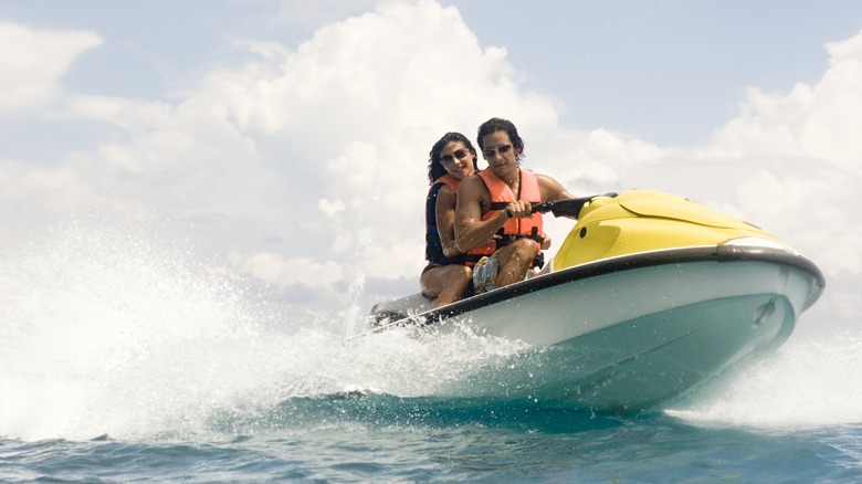 Jet skiing on the ocean