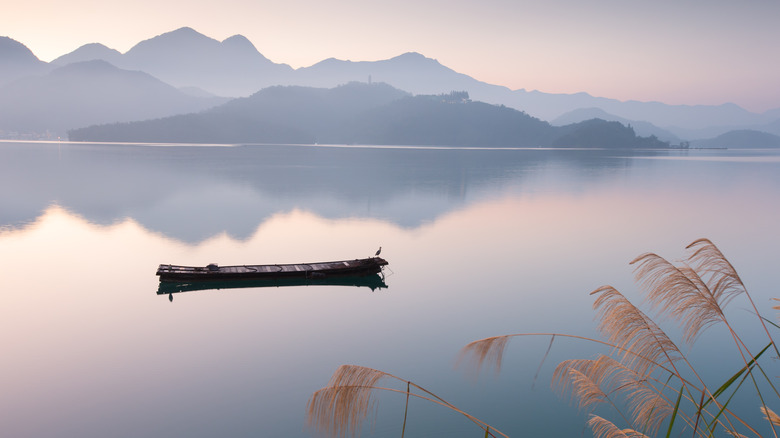 Misty Sun Moon Lake in the morning