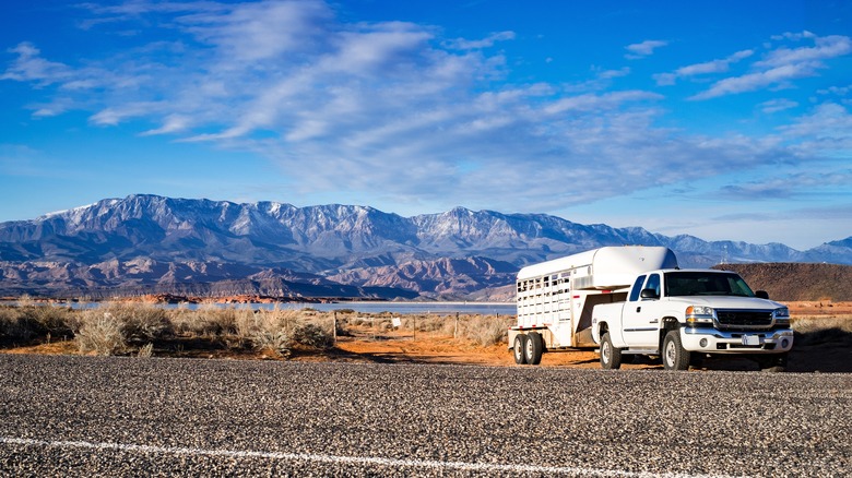 camper parked mountains sand hollow