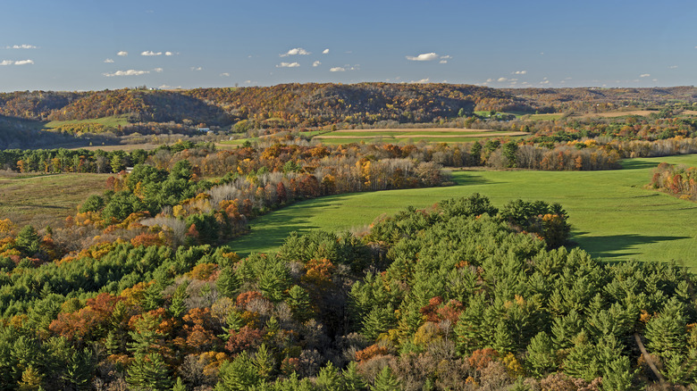 Rural farmland Kickapoo valley in Wisconsin