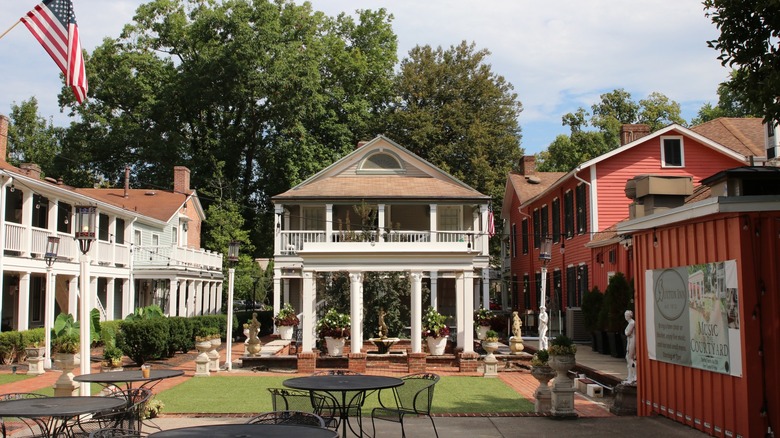 Historic buildings with columns at Buxton Inn, Granville Ohio