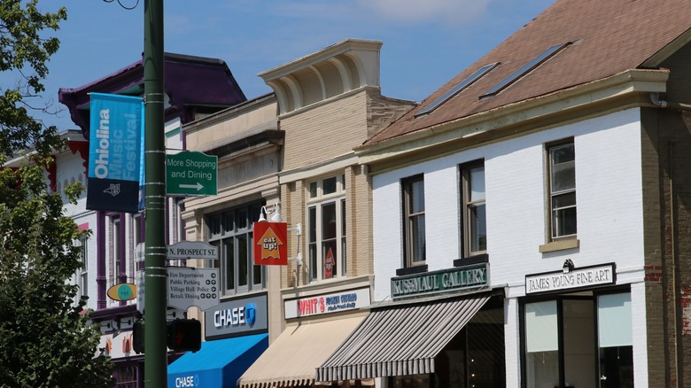 Store awnings in downtown Granville Ohio