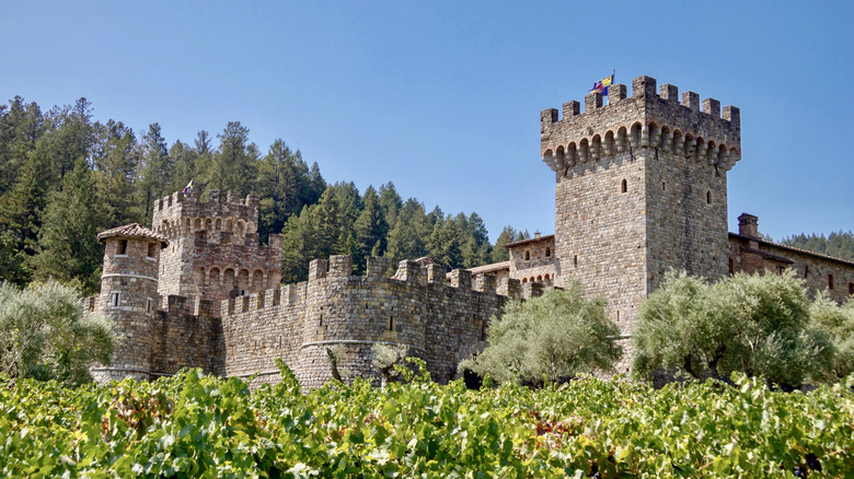 Calistoga California's Castello di Amorosa with trees in the background