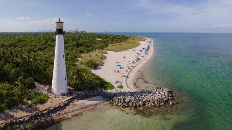 Aerial view of Cape Florida Lighthouse at Key Biscayne