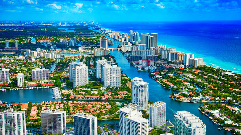 An aerial view of Hallandale Beach, Florida