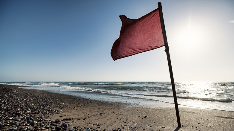 Red flag on the beach